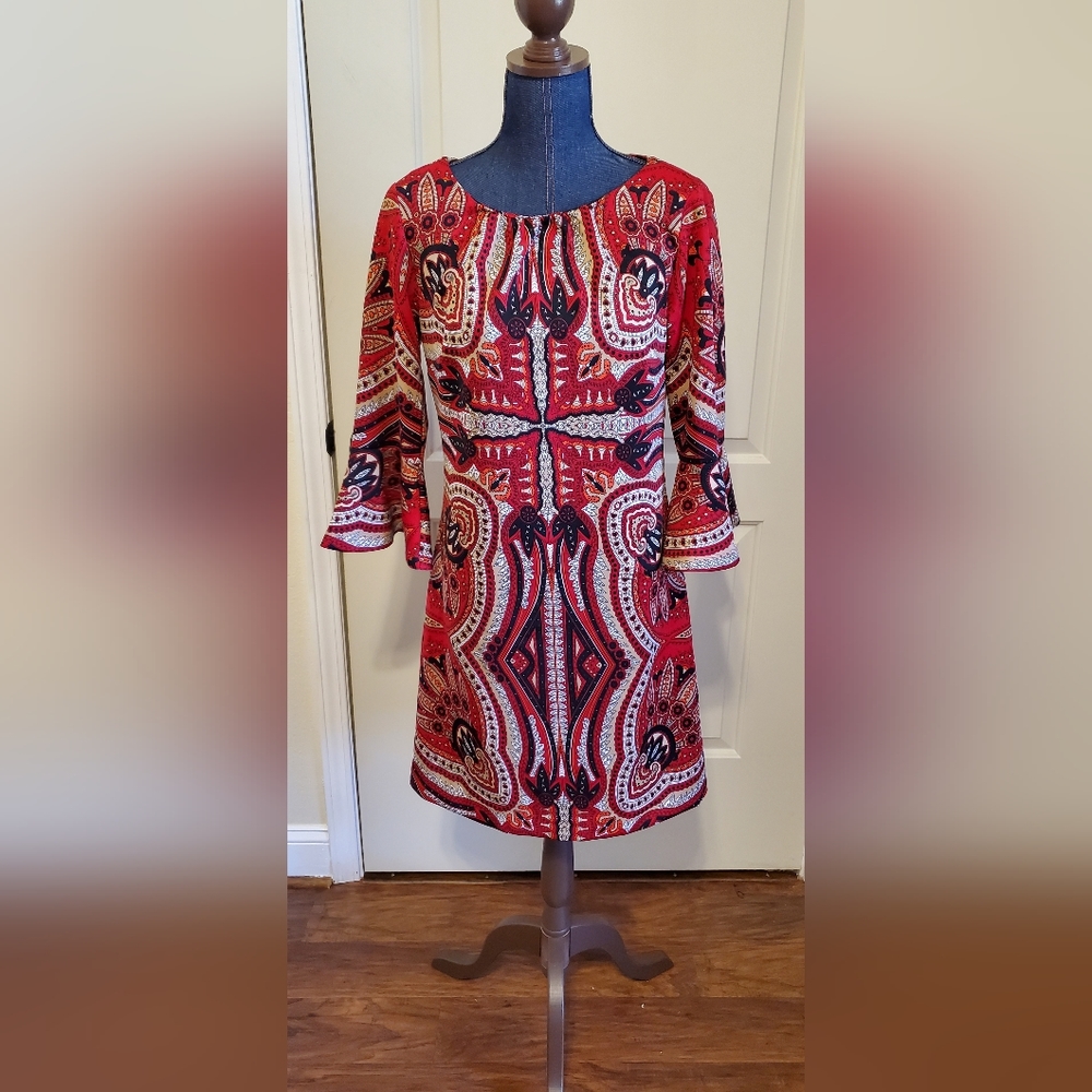 Red Bell sleeve mini dress